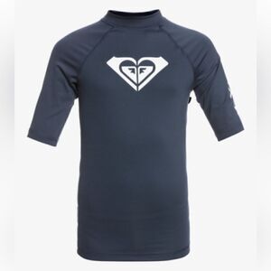 NWT Roxy Girl Wholehearted Short Sleeve Rash Guard Navy XS/7